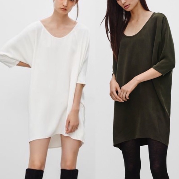 Babaton 100% Silk dress (olive green) - Picture 1 of 3